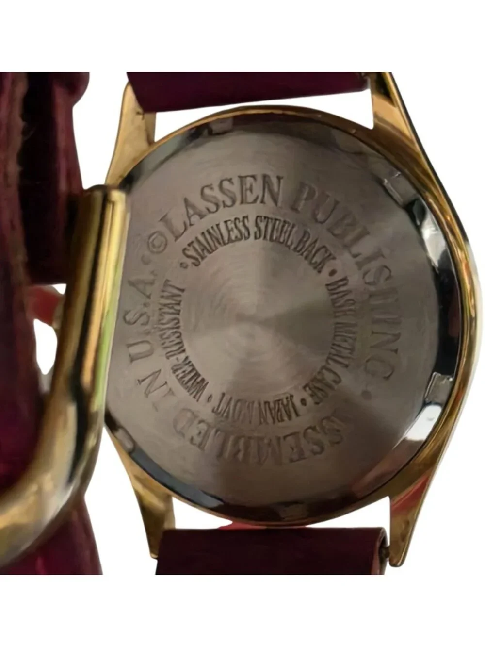 Vintage Christian Riese Lassen Dolphin Watch Pink Leather Band Original Box